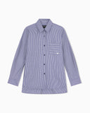Striped cotton poplin shirt with a single chest pocket