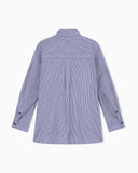 Striped cotton poplin shirt with a single chest pocket