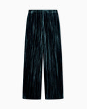 Trousers in plissé velvet with elastic waistband regular fit