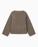 Sweater in textured virgin wool and cashmere with round neck