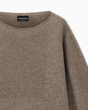 Sweater in textured virgin wool and cashmere with round neck