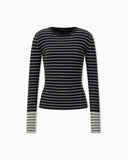 Slim fit ribbed pullover with crew neck and striped pattern