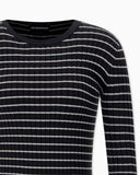 Slim fit ribbed pullover with crew neck and striped pattern