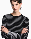Slim fit ribbed pullover with crew neck and striped pattern
