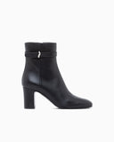 Nappa leather ankle boots with a block heel and buckle