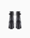 Nappa leather ankle boots with a block heel and buckle