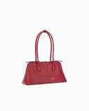 Handbag in smooth leather with top handles and a zip closure