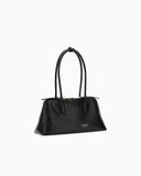 Handbag in smooth leather with top handles and a zip closure