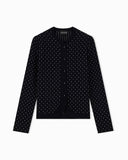 Striped effect jacquard cardigan with a stand-up collar