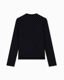 Striped effect jacquard cardigan with a stand-up collar