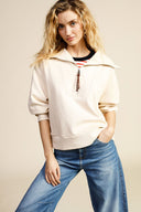 Sweatshirt zip polo neck long sleeves