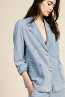 Blazer denim with front buttons and patch pockets