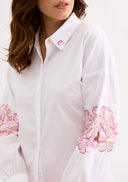 Shirt with pink floral embroidery