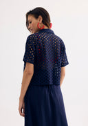 Openwork short-sleeve blouse