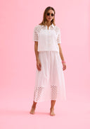 Openwork short-sleeve blouse