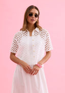 Openwork short-sleeve blouse