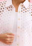Openwork short-sleeve blouse
