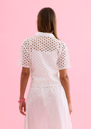 Openwork short-sleeve blouse