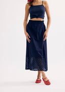 Flowy midi skirt with cut-out details