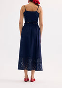 Flowy midi skirt with cut-out details