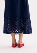 Flowy midi skirt with cut-out details