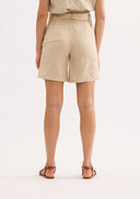 High-waisted linen shorts with belt