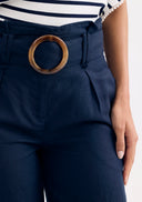 High-waisted linen shorts with belt