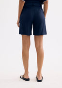 High-waisted linen shorts with belt