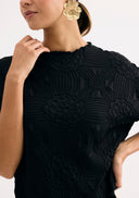 Textured floral pattern T-shirt