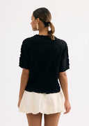 Textured floral pattern T-shirt