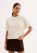 Textured floral pattern T-shirt