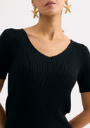 Black knit top with openwork back