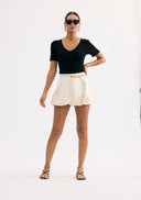 Black knit top with openwork back