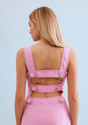 Open-back floral midi dress