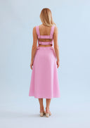 Open-back floral midi dress