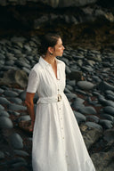 Long belted shirt dress