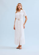 Long belted shirt dress