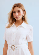 Long belted shirt dress