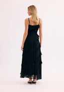 Black long dress with ruffles