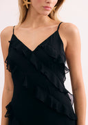 Black long dress with ruffles