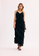 Black long dress with ruffles