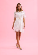 Short lace belted dress