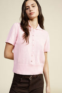 Sweater short-sleeved polo style with front buttons