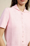 Sweater short-sleeved polo style with front buttons