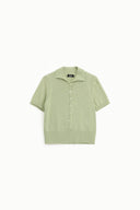 Sweater short-sleeved polo style with front buttons