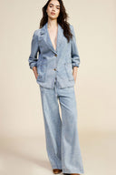 Jeans wide leg with high waist and drawstring