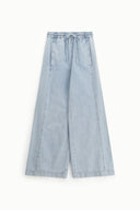 Jeans wide leg with high waist and drawstring