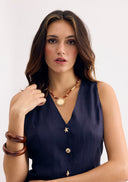 Buttoned long linen dress