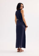 Buttoned long linen dress