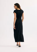Long black dress with openwork details